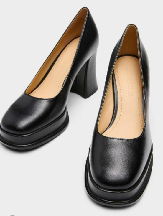 Coach Shoes - Coach Sculpt C Lth Pump Shoes Women's Size 7 Black Block Heel Pumps Dressy